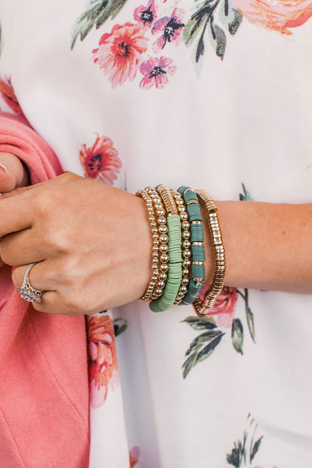 Bling Queen Gold Bracelet Set- Green