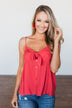 Better Than I Was Bow Tie Tank Top- Dark Coral