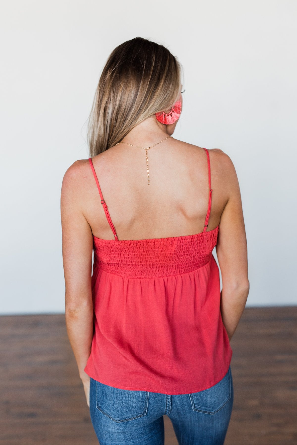 Better Than I Was Bow Tie Tank Top- Dark Coral