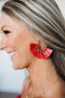 Tassel Gold Hoop Earrings- Dark Coral