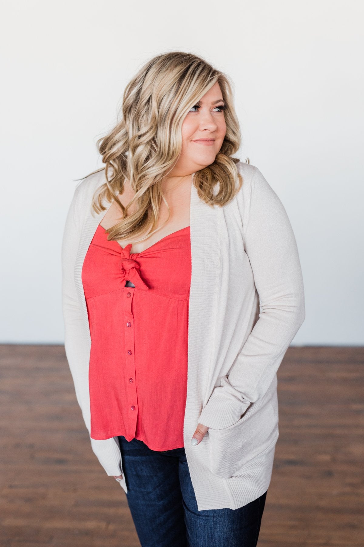 Light Weight Open Front Cardigan- Oatmeal