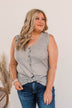 See How I Arrive Button Tank- Gray