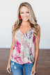 Hawaiian Breeze Floral Wrap Tank Top- Multi-Colored