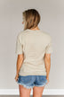 "No Talkie Til Coffee" Graphic Tee- Beige