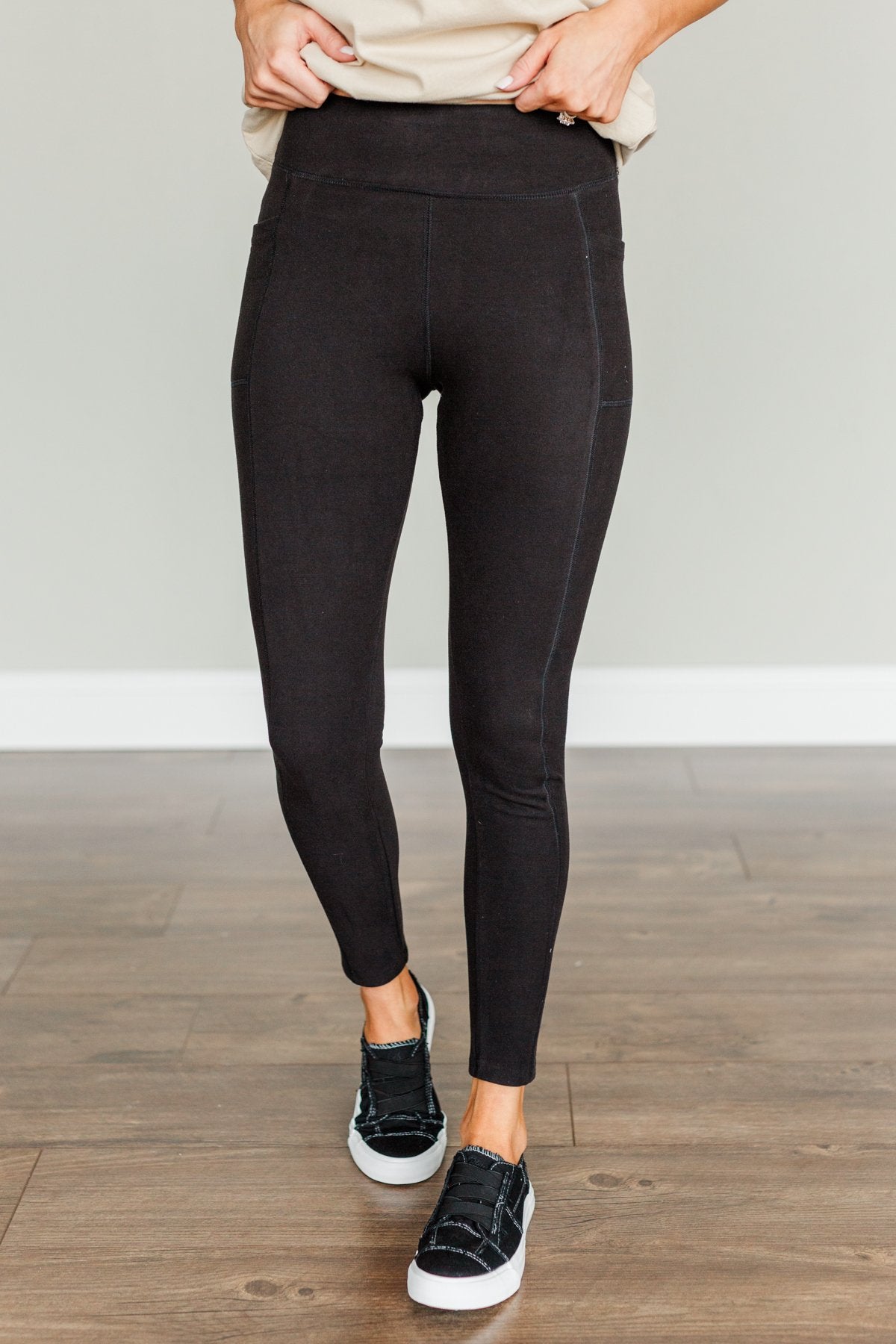 Every Step Of The Way Thick Fleece Leggings- Black – The Pulse