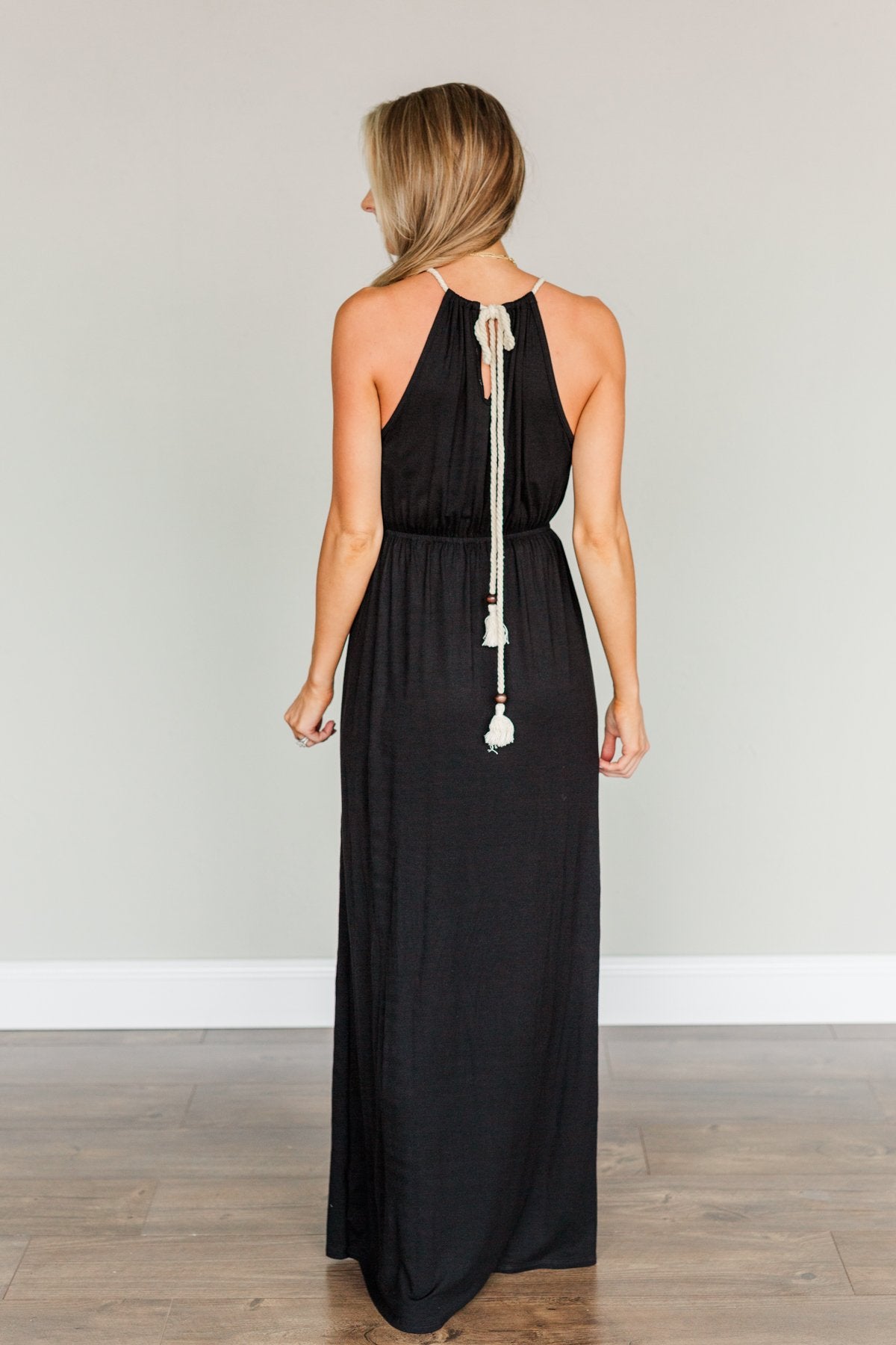 Peaceful Paradise Sleeveless Maxi Dress- Black