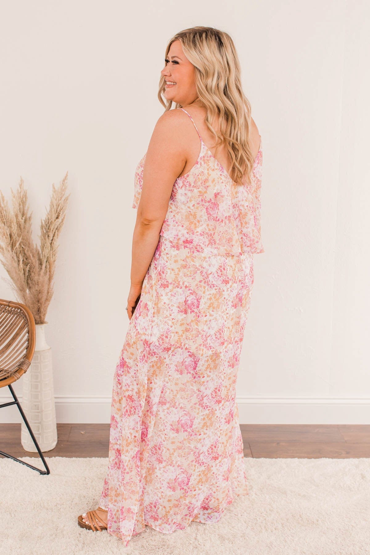 Air Of Refinement Floral Maxi Dress- Orange & Pink
