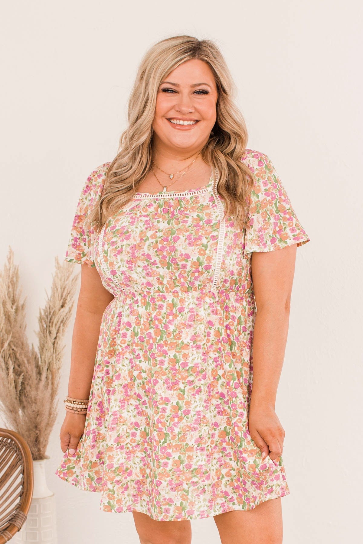 Gentle Morning Breeze Mini Dress- Lilac & Peach