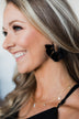 Tassel Gold Hoop Earrings- Black