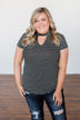 Learning To Fly Striped Keyhole Top- Black & Ivory