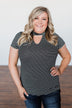 Learning To Fly Striped Keyhole Top- Black & Ivory