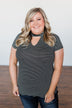 Learning To Fly Striped Keyhole Top- Black & Ivory