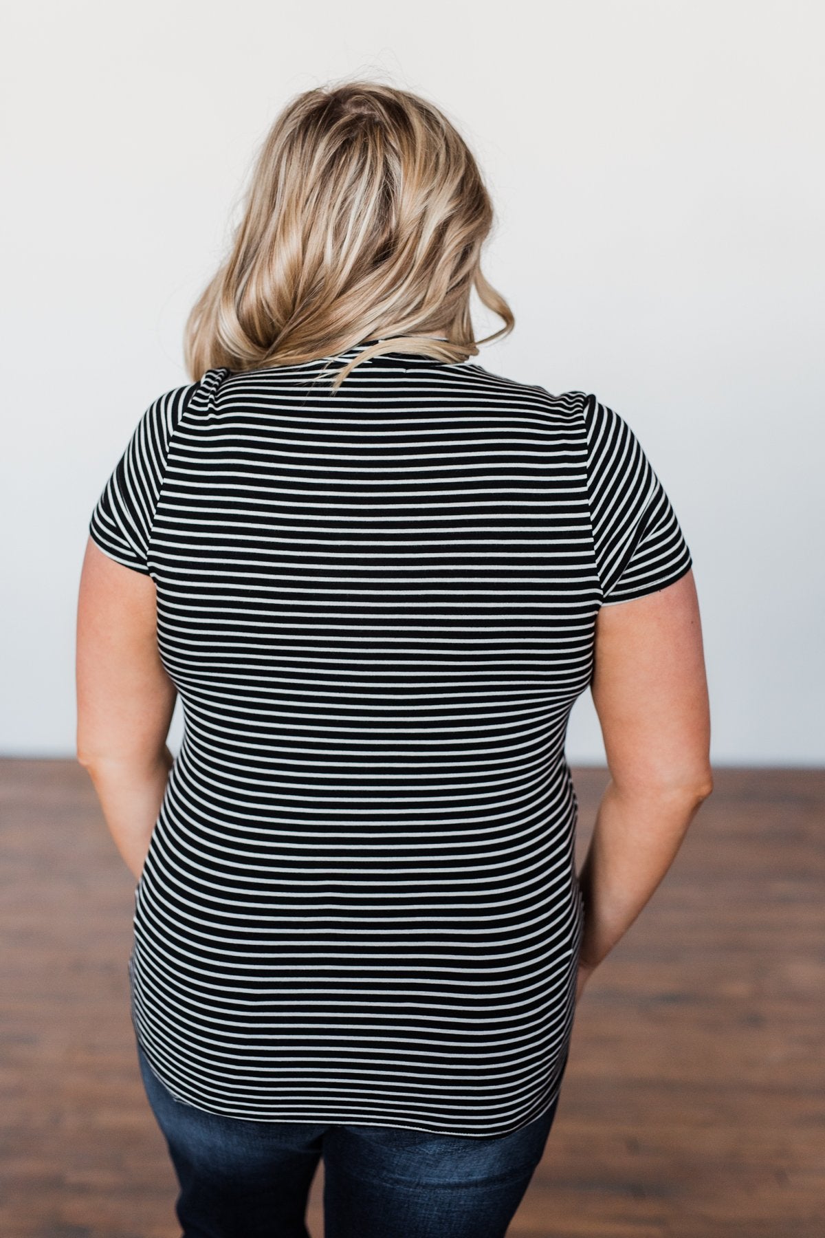 Learning To Fly Striped Keyhole Top- Black & Ivory