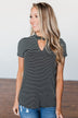 Learning To Fly Striped Keyhole Top- Black & Ivory