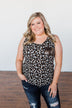 Wildly Glamorous Sequin Pocket Tank Top- Neutral Leopard