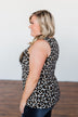 Wildly Glamorous Sequin Pocket Tank Top- Neutral Leopard
