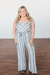 The Day Is Calling Striped Jumpsuit- Black & Ivory