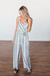 The Day Is Calling Striped Jumpsuit- Black & Ivory