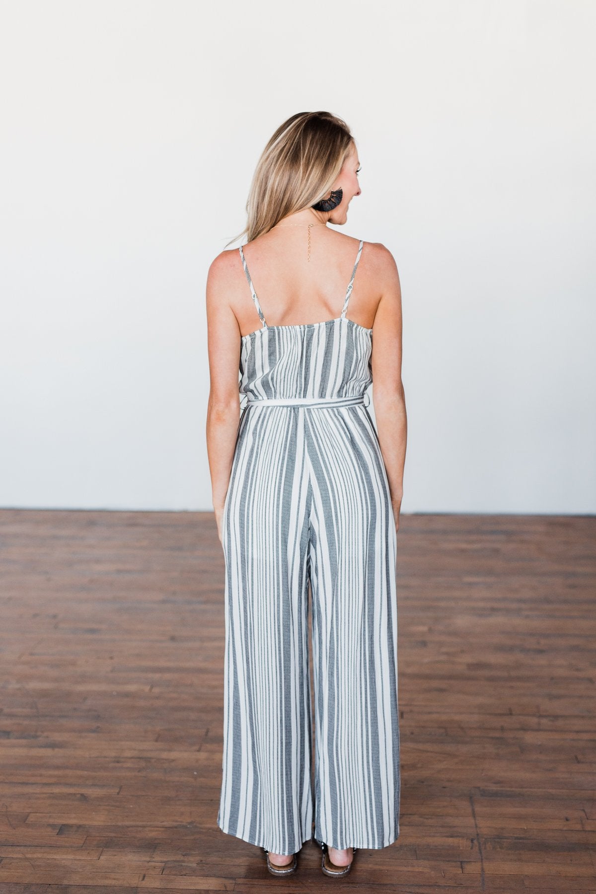 The Day Is Calling Striped Jumpsuit- Black & Ivory