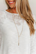 2 Tier Circle & Bar Long Necklace- Gold