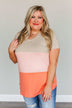 Over The Horizon Color Block Top- Coral, Pink & Oatmeal