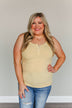 Uplifting Spirits Button Henley Tank Top- Dusty Yellow