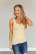 Uplifting Spirits Button Henley Tank Top- Dusty Yellow