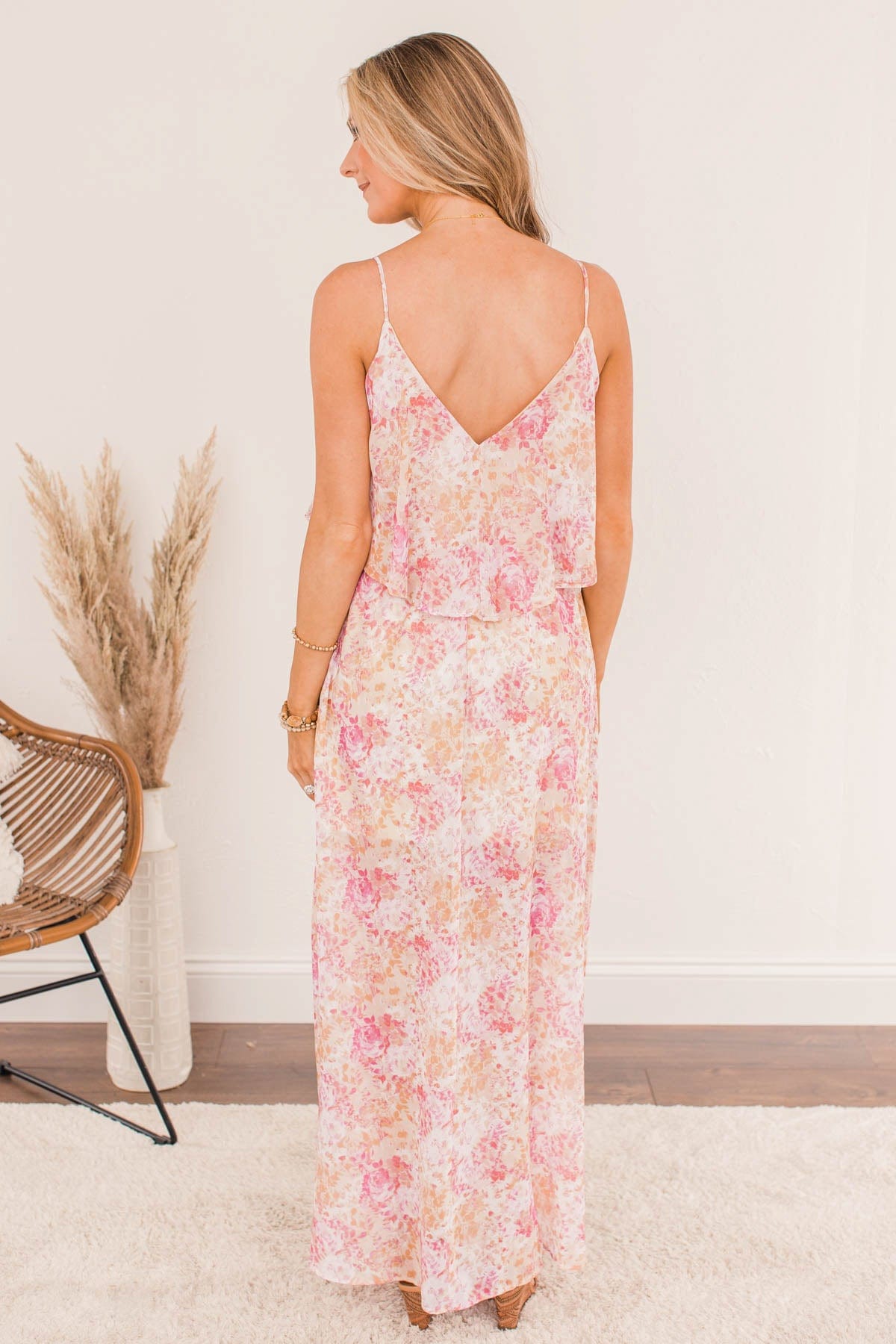 Air Of Refinement Floral Maxi Dress- Orange & Pink