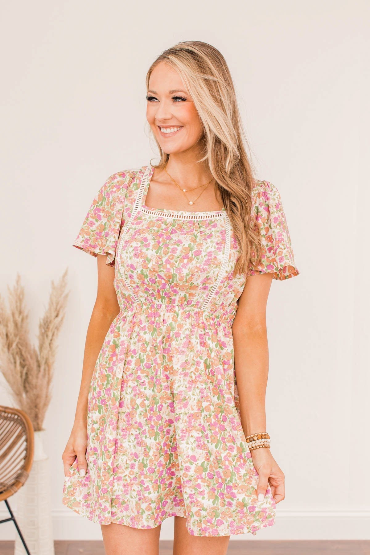 Gentle Morning Breeze Mini Dress- Lilac & Peach