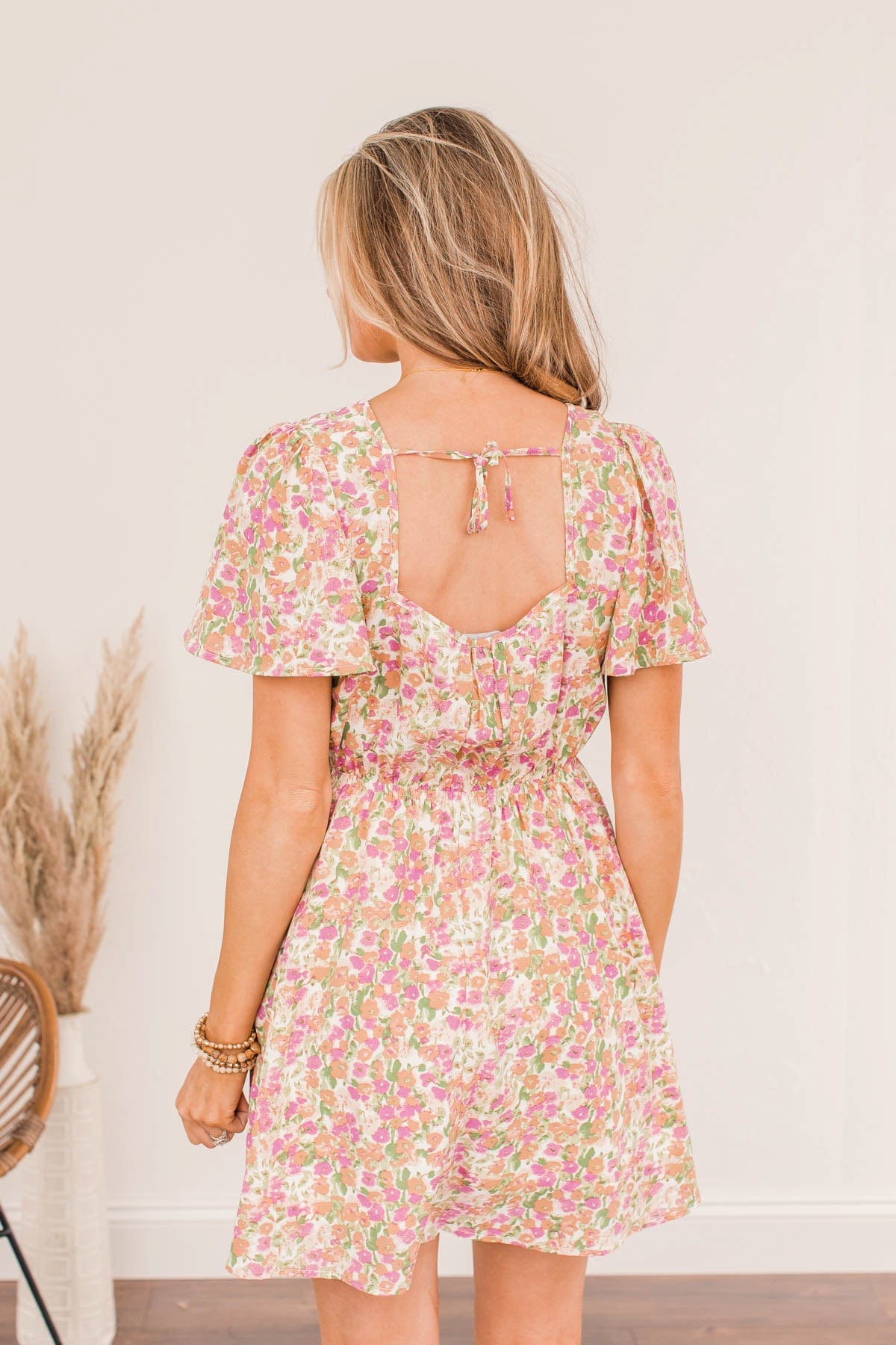Gentle Morning Breeze Mini Dress- Lilac & Peach