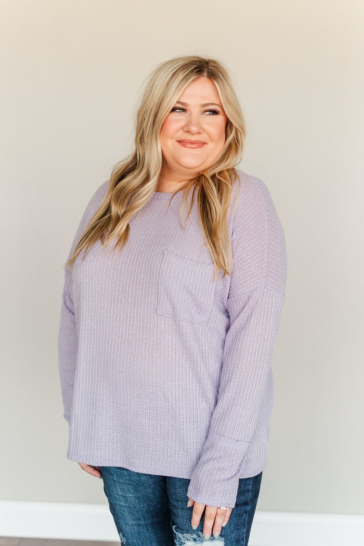 Forever In My Heart Waffle Knit Top- Lavender