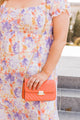 Beautiful Skies Chevron Quilted Clutch- Coral