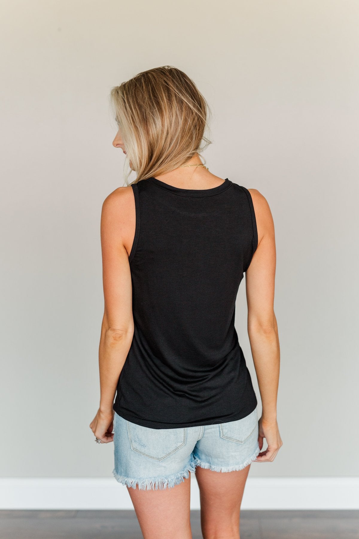 Energize The Day Lace Tank Top- Black