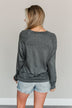 "Midwest" Long Sleeve Graphic Top- Charcoal