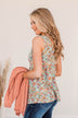 She's A Natural Floral Tank Top- Dusty Teal