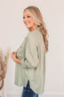 Stay In Touch Button Down Top- Sage