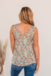 She's A Natural Floral Tank Top- Dusty Teal