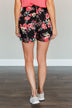 Fields Of Flowers Floral Print Shorts- Black