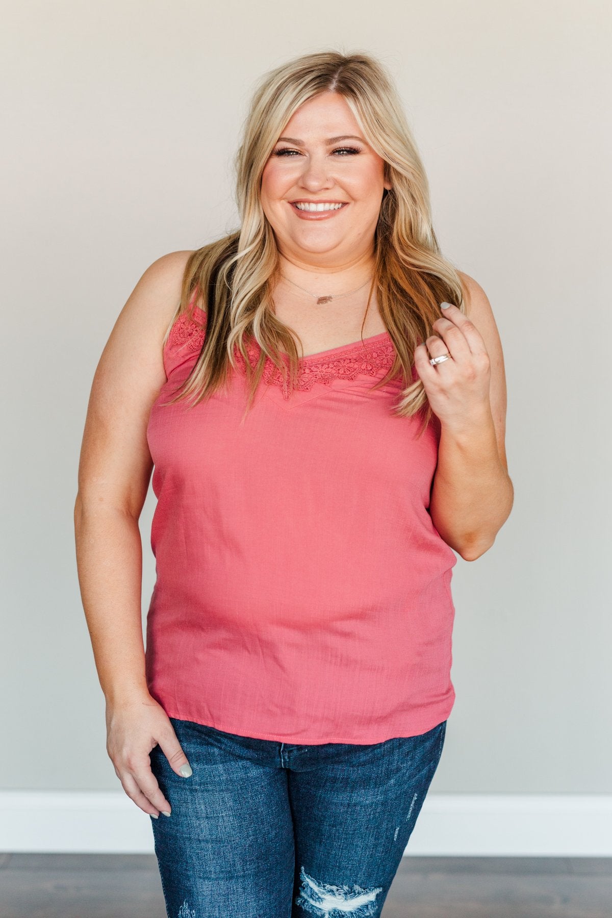 Summer Awaits Crochet Tank- Deep Coral