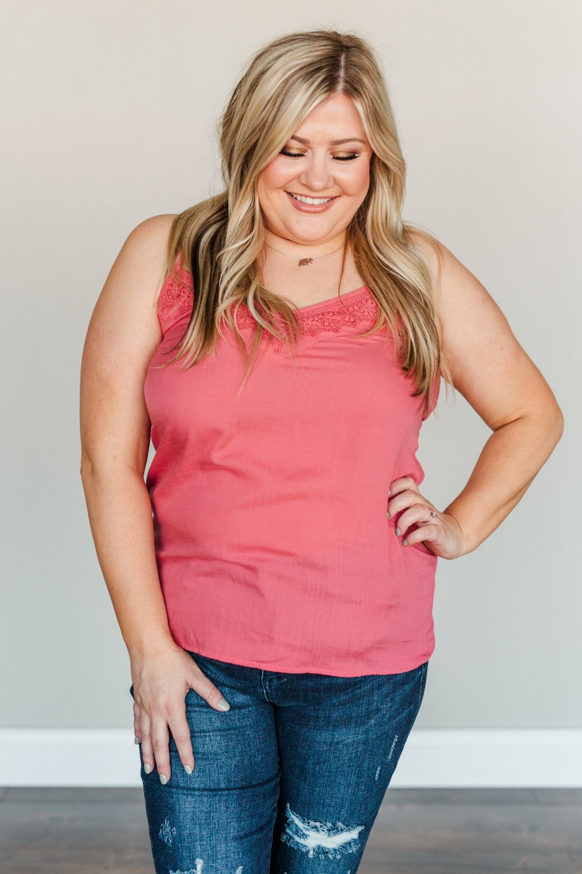 Summer Awaits Crochet Tank- Deep Coral