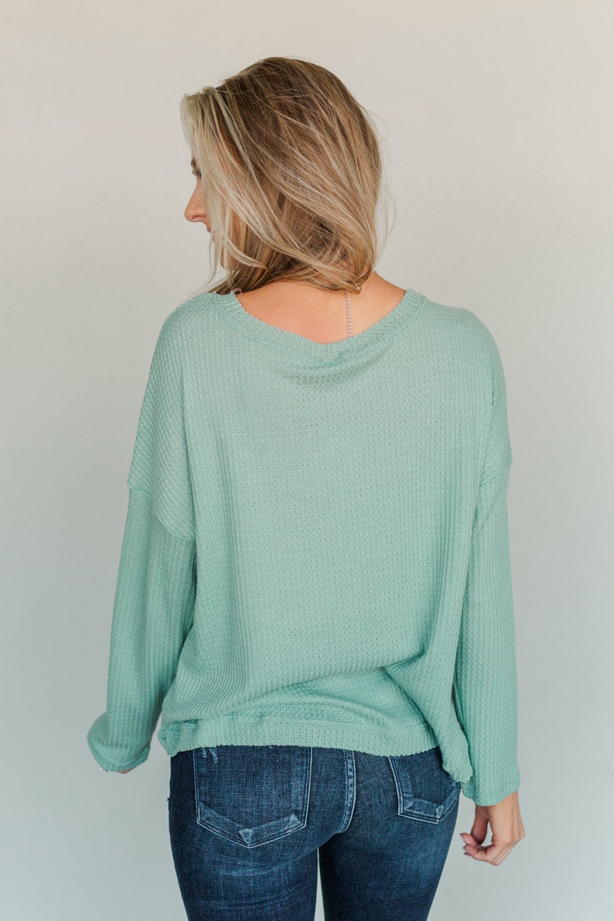 Hope Filled Days Waffle Knit Top- Mint