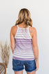 Love The Beach Stripe Tank- Purple & Ivory