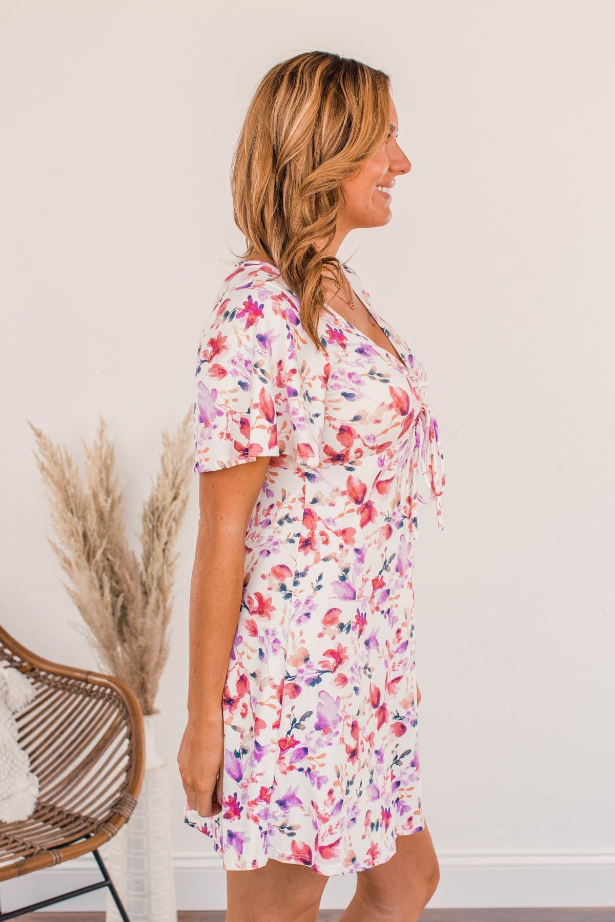 A Fresh Start Floral Dress- Ivory
