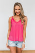 Fulfill My Wishes Lace Tank Top- Hot Pink