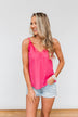 Fulfill My Wishes Lace Tank Top- Hot Pink