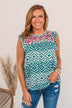Shatter Expectations Ruffle Sleeve Blouse- Teal