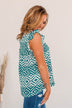 Shatter Expectations Ruffle Sleeve Blouse- Teal
