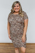 Lasting Moments Cinched Dress- Neutral Leopard