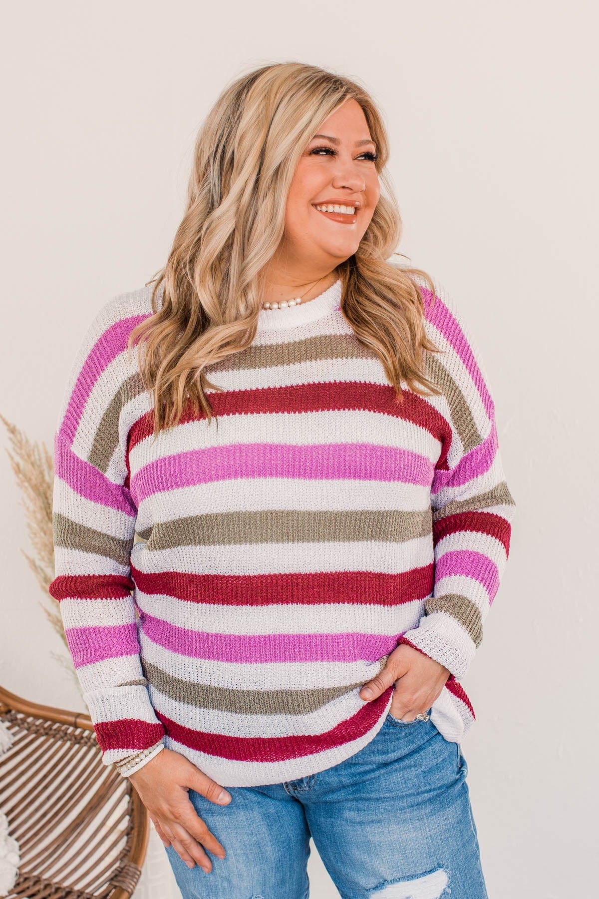 Done For The Day Striped Sweater- Orchid & Mocha