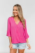 Lots Of Laughs V-Neck Wrap Top- Hot Pink
